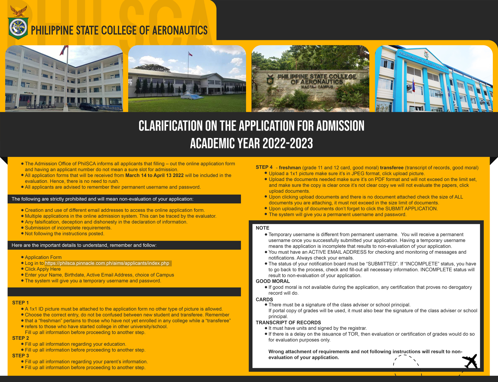 Admissions Academic Year 2022 2023 Philippine State College Of Aeronautics