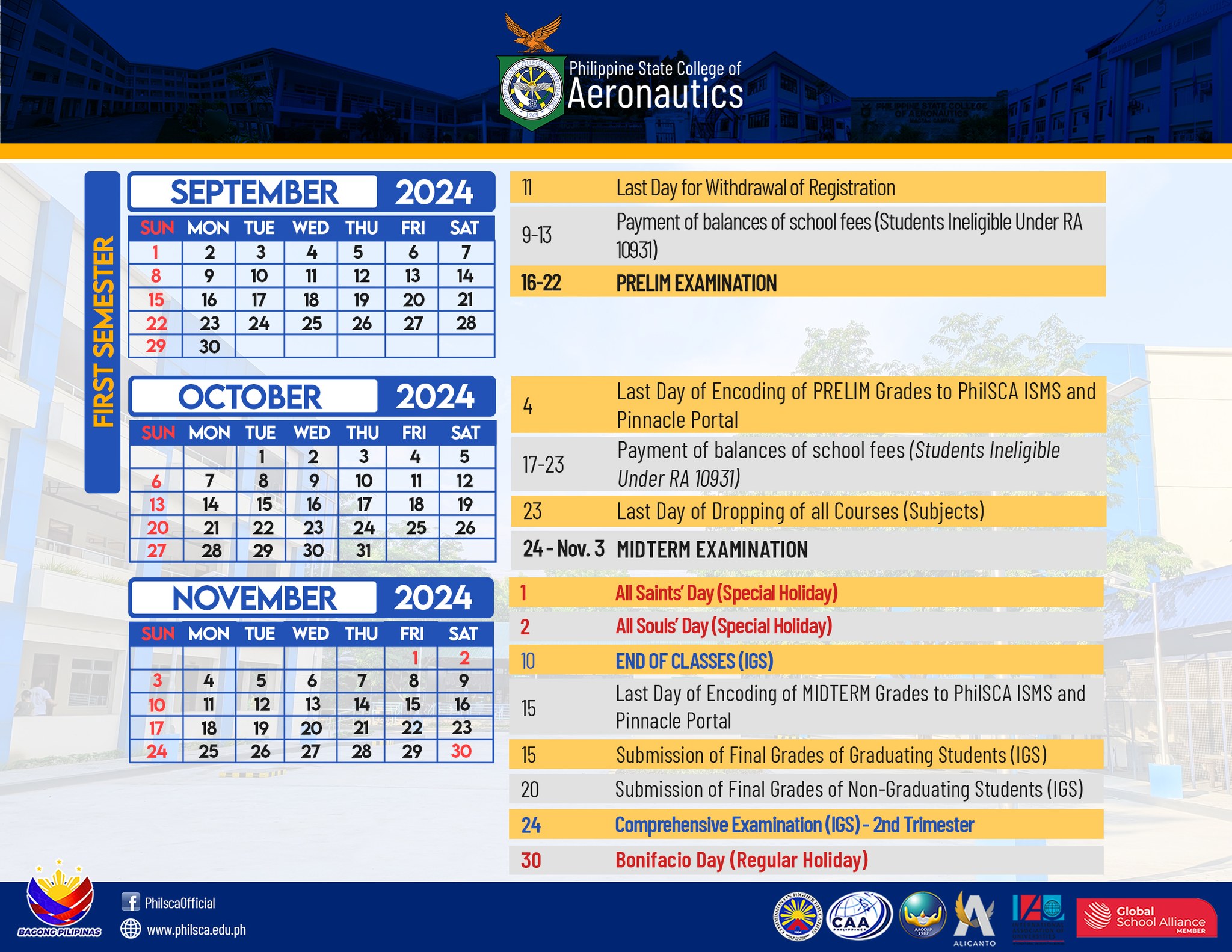 Collegiate Calendar of Activities Academic Year 20242025 Philippine